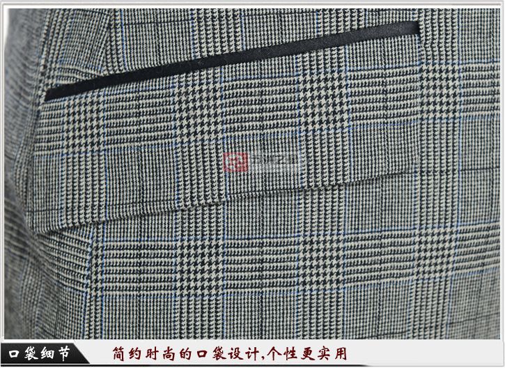 男士英倫風千鳥格職業裝定制口袋細節展示 男士英倫風千鳥格職業裝定制口袋細節展示