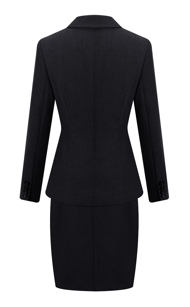 女士行政黑色職業裝套裝領型細節圖展示  女士行政黑色職業裝套裝口袋細節圖展示  女士行政黑色職業裝套裝背面圖片 女士行政黑色職業裝套裝領型細節圖展示  女士行政黑色職業裝套裝口袋細節圖展示  女士行政黑色職業裝套裝背面圖片